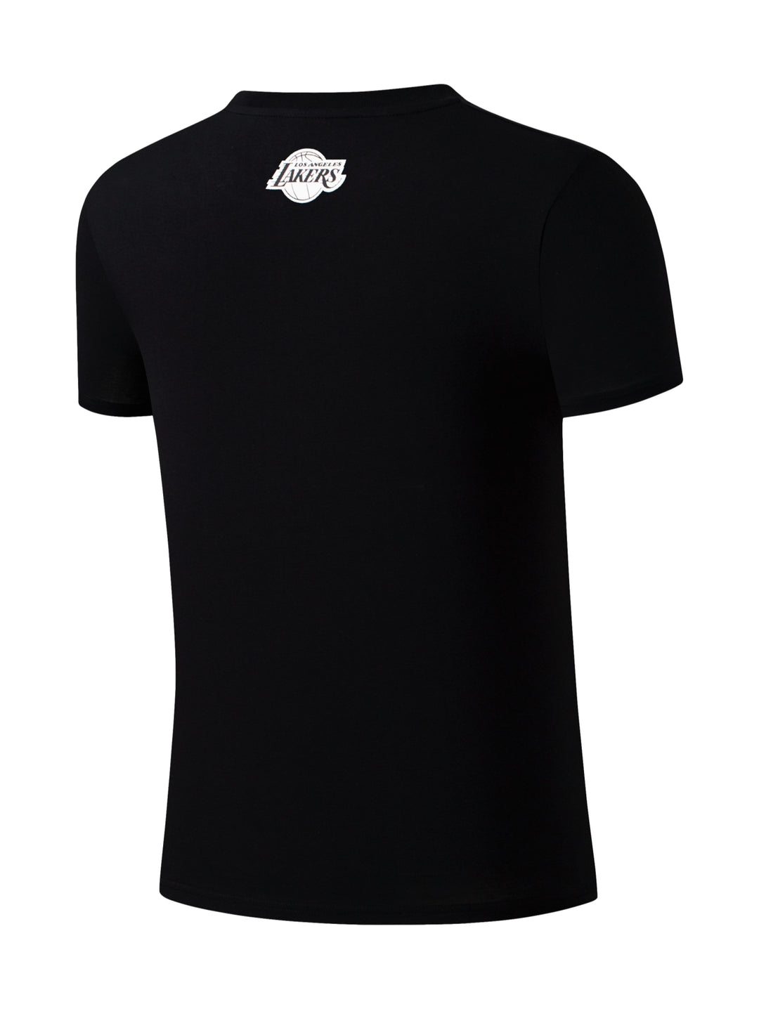 Playera deportiva negra de manga corta con logotipo de los Lakers en el pecho.
