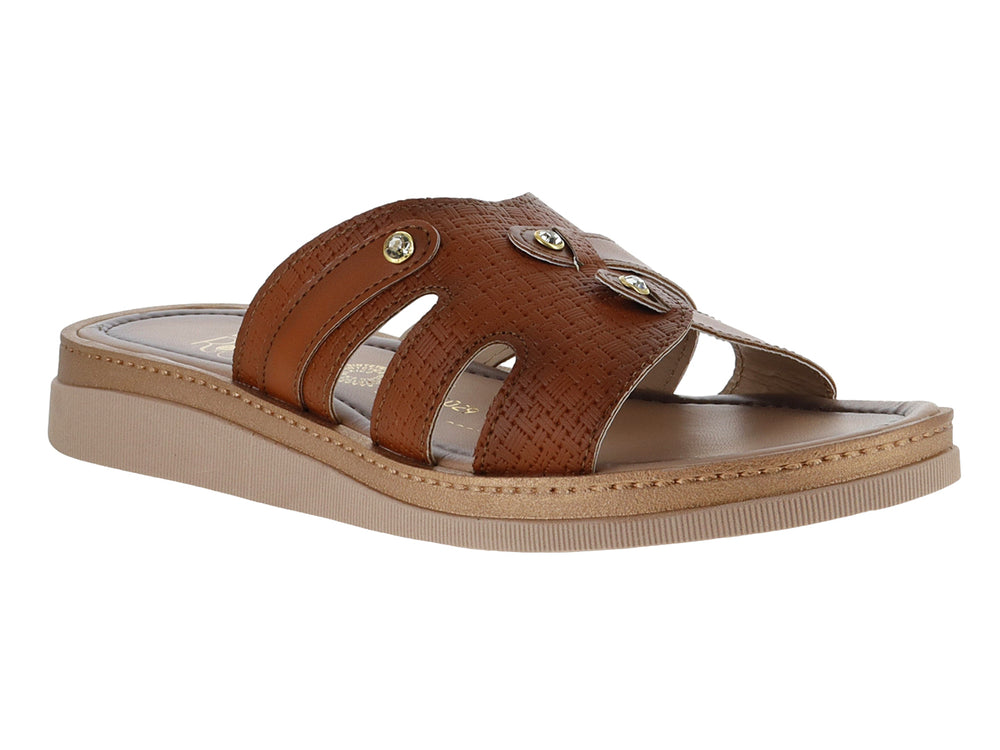 Sandalias Luna Rosa modelo 4029 en color armañac con suela beige y textura rugosa.