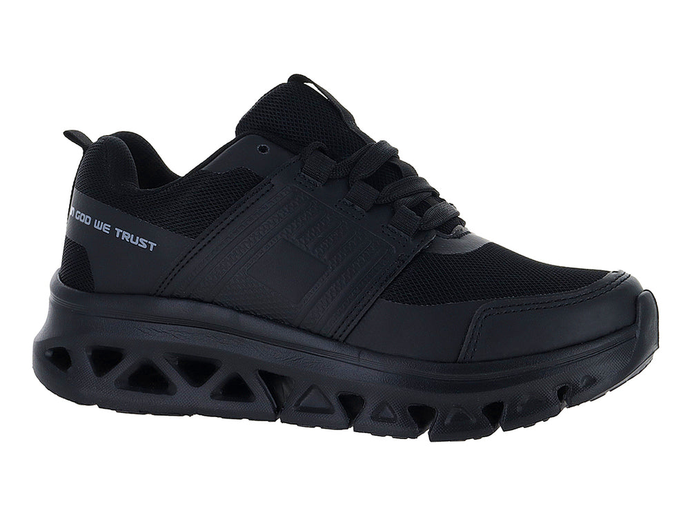 Tenis deportivos Andrax en color negro con suela robusta y acabado mate.