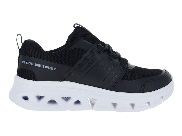 Tenis deportivos Andrax en color negro con suela blanca gruesa y detalles textiles.