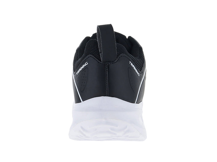 Tenis deportivos Andrax color negro con suela blanca ancha y detalles en textil.