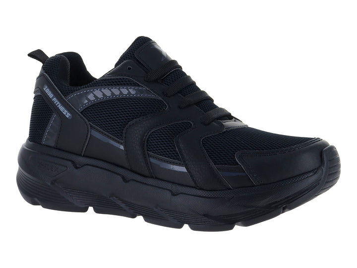 Tenis deportivo Andrax color negro con malla textil y suela robusta.