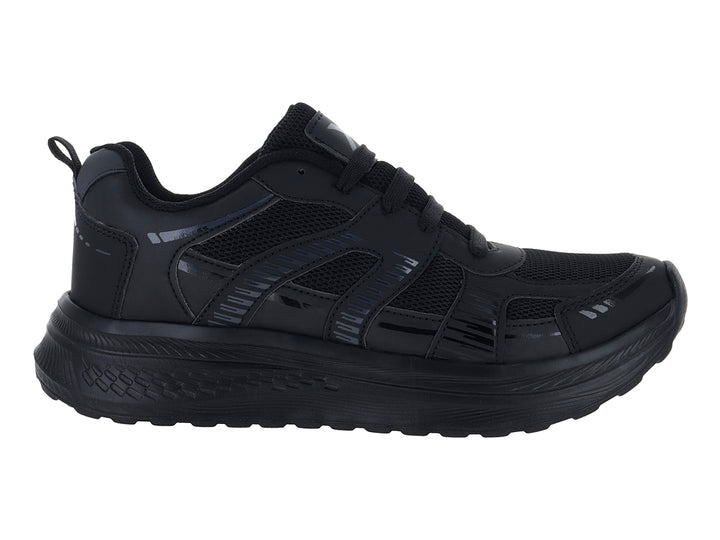 Tenis deportivos Andrax en color negro con detalles en malla textil y suela robusta.
