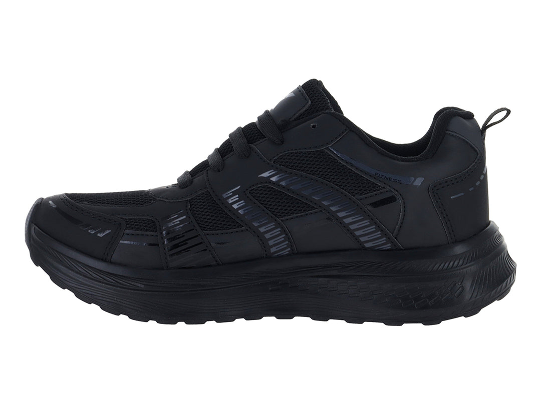 Tenis deportivos Andrax en color negro con detalles en malla textil y suela robusta.
