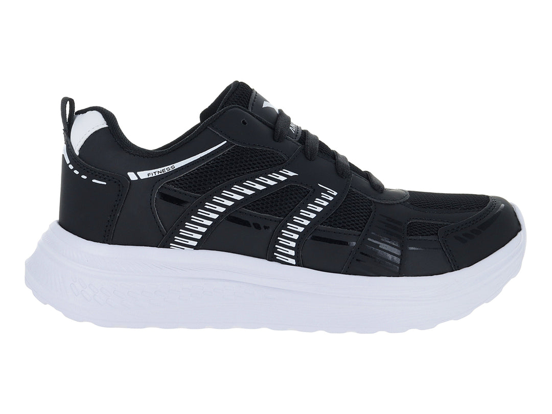 Tenis deportivos Andrax color negro con suela blanca gruesa y detalles en textil.