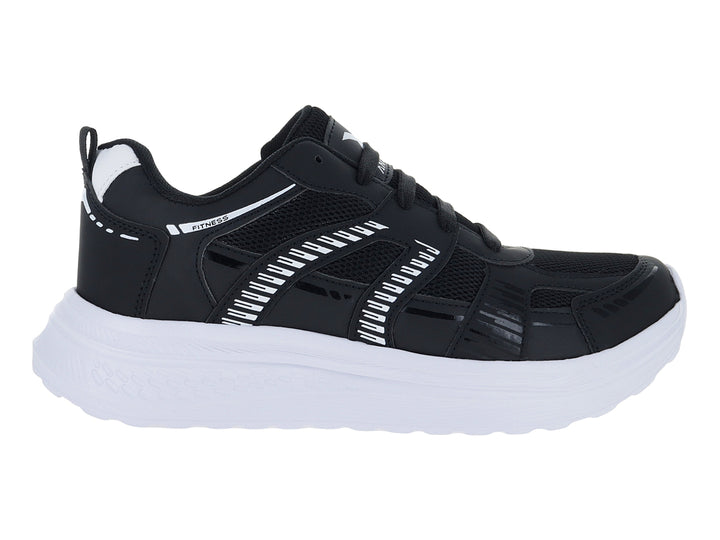 Tenis deportivos Andrax color negro con suela blanca gruesa y detalles en textil.