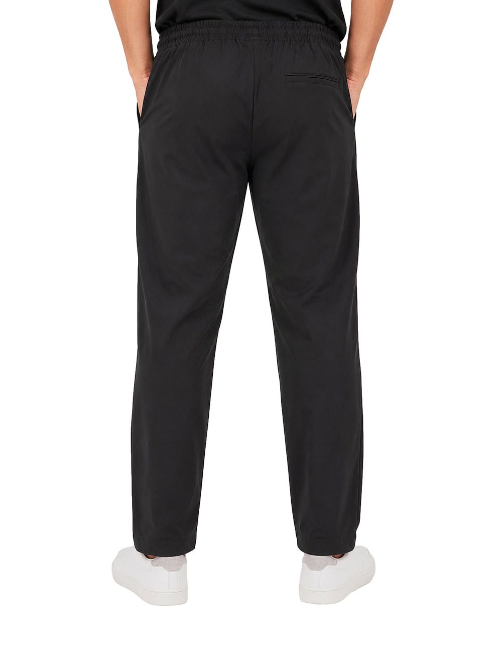 Pantalón negro Giovanni Gali para hombre con cintura elástica y cordón ajustable.