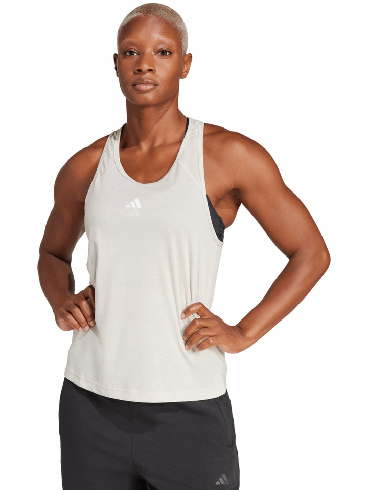 Playera Adidas Workout Essentials Off White para Mujer
