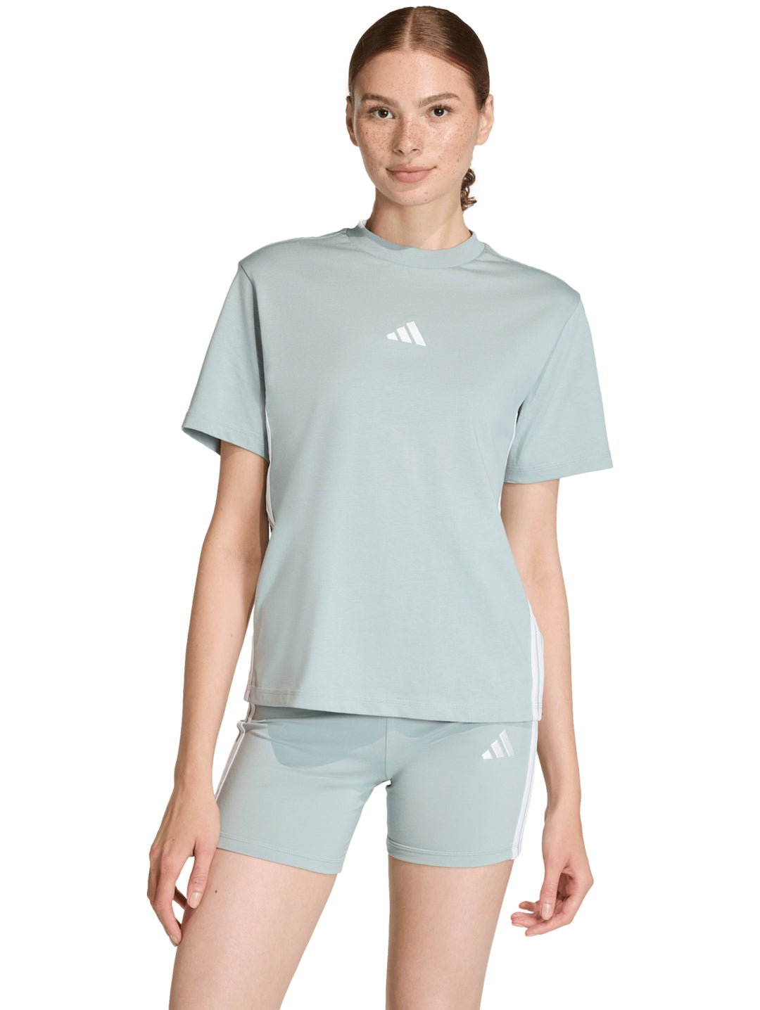 Playera Adidas Essentials 3 Stripes Verde para Mujer