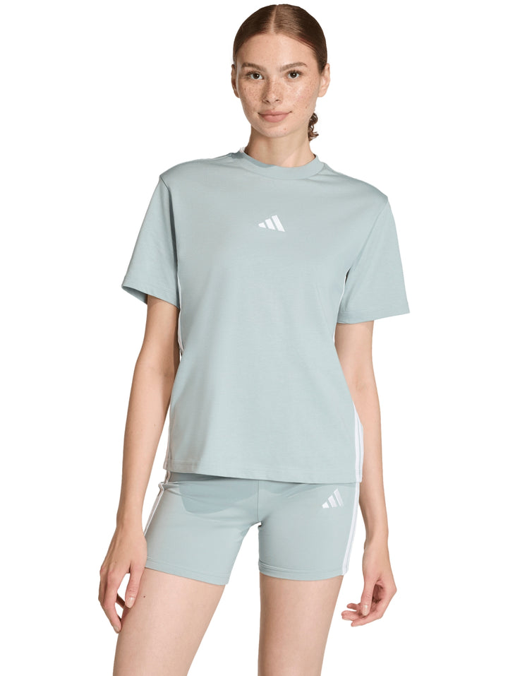 Playera Adidas Essentials 3 Stripes Verde para Mujer