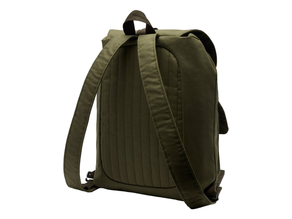 Mochila Columbia unisex color verde nori con múltiples bolsillos frontales y tapa superior ajustable.