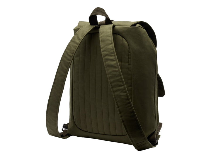 Mochila Columbia unisex color verde nori con múltiples bolsillos frontales y tapa superior ajustable.