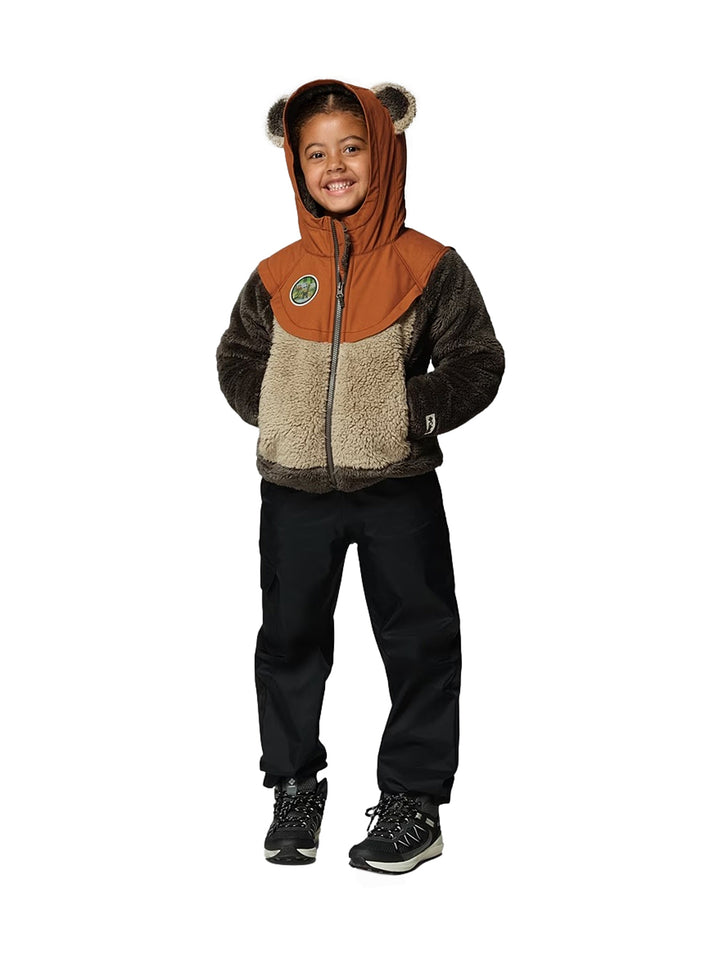 Chaqueta de polar Columbia multicolor con capucha para niño, diseño inspirado en Ewok de Star Wars.