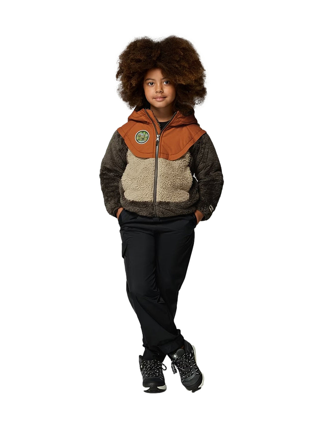 Chaqueta de polar Columbia multicolor con capucha para niño, diseño inspirado en Ewok de Star Wars.