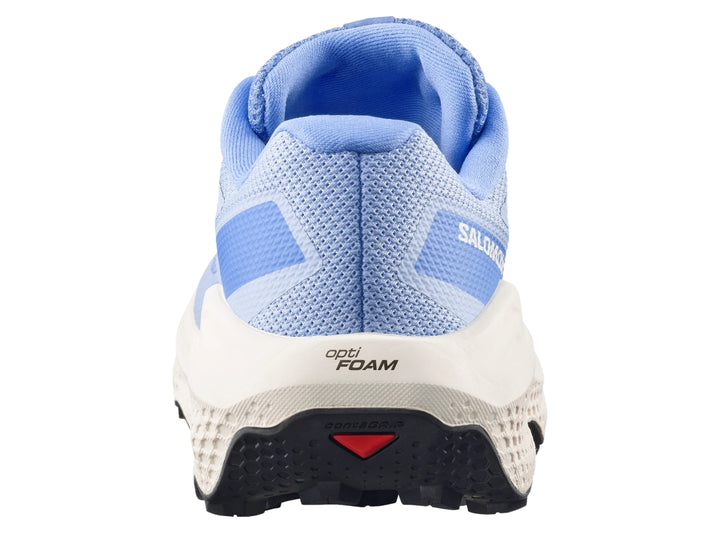 Tenis deportivos Salomon Ultra Flow 2 en color azul brunnera blue con suela blanca y negra para trail running.