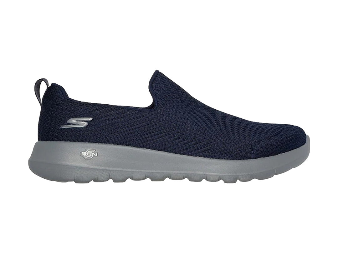 Zapato deportivo Skechers Go Walk Max en color azul marino con suela gris, diseño sin cordones.