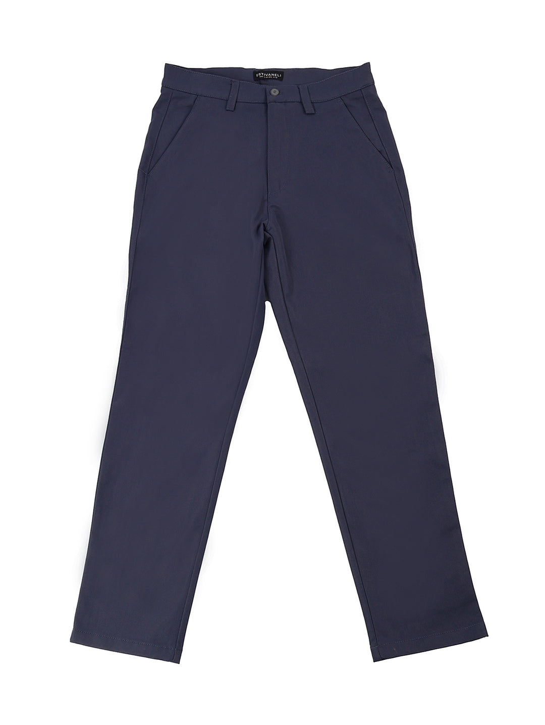 Pantalón azul marino para niño de la marca Estivaneli sobre fondo blanco.