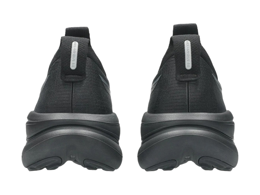 Tenis deportivos ASICS Gel-Nimbus 28 en color negro sólido para hombre.