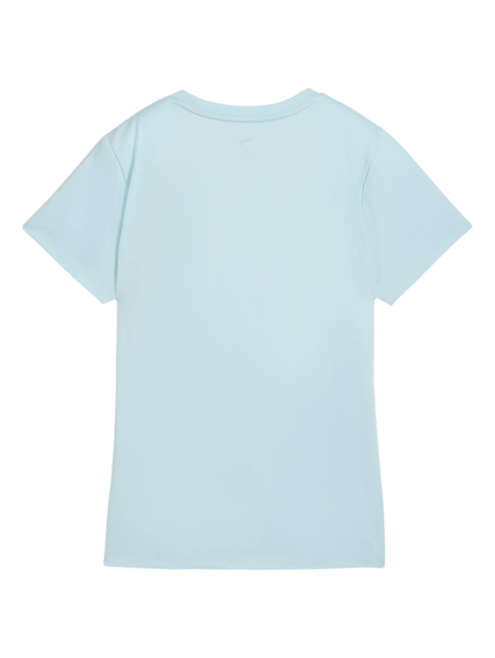 Camiseta deportiva PUMA de color azul claro con logo delineado en blanco en el pecho.