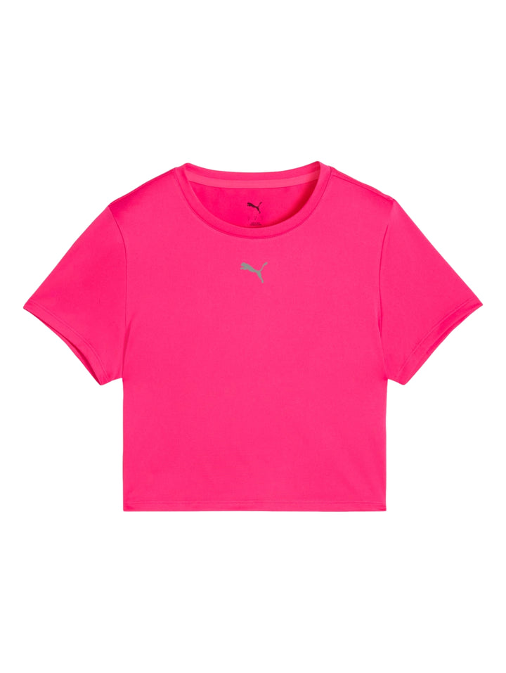 Camiseta corta PUMA de color rosa brillante con logo blanco en el pecho.