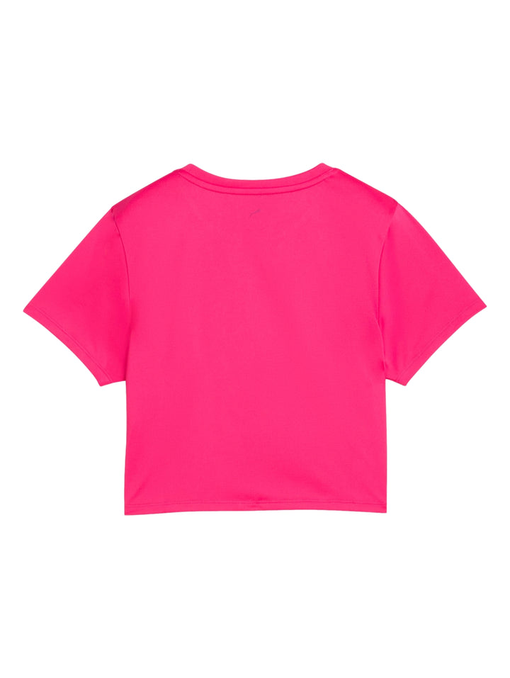 Camiseta corta PUMA de color rosa brillante con logo blanco en el pecho.