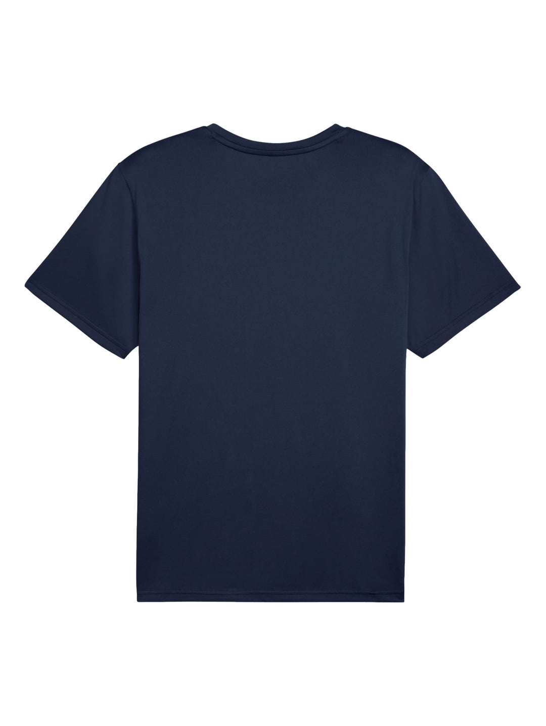Camiseta deportiva PUMA de color azul marino con logotipo blanco en el pecho.