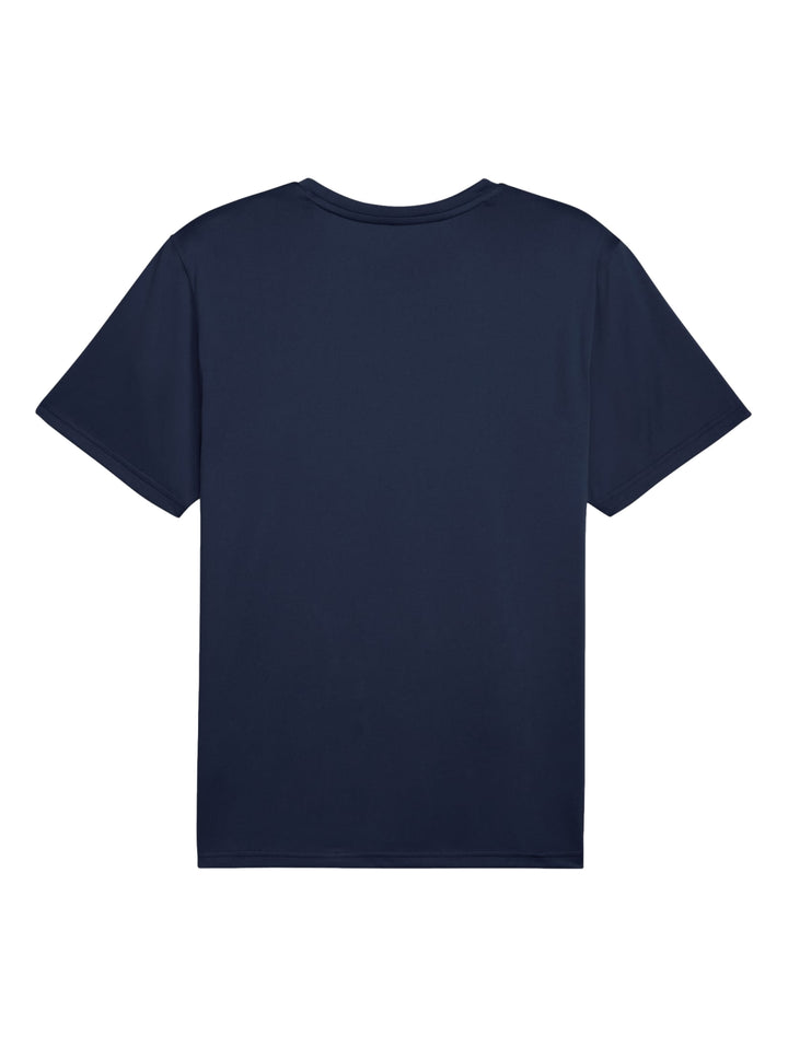 Camiseta deportiva PUMA de color azul marino con logotipo blanco en el pecho.