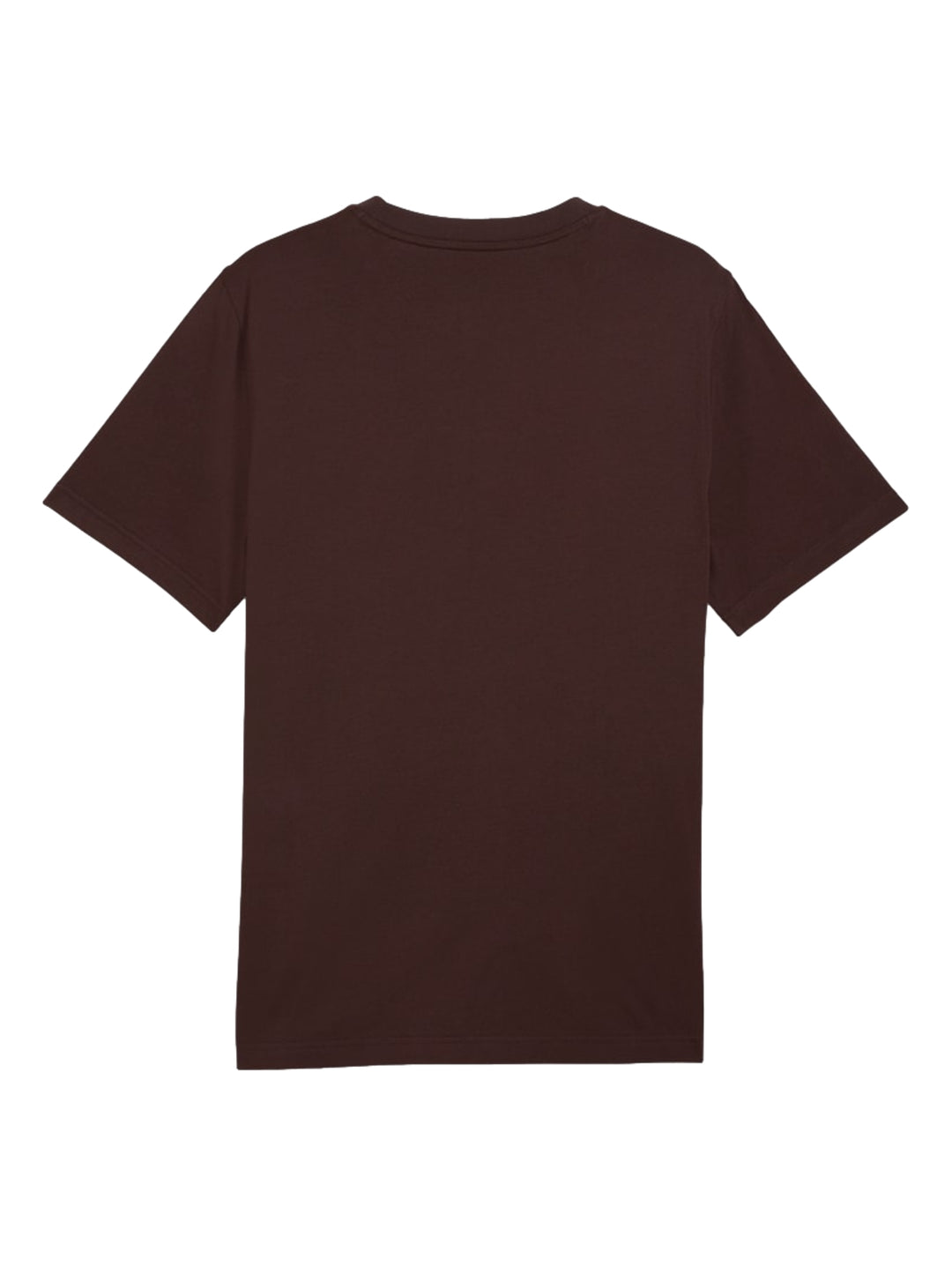 Camiseta PUMA de color marrón chocolate con un pequeño logo centrado en el pecho.