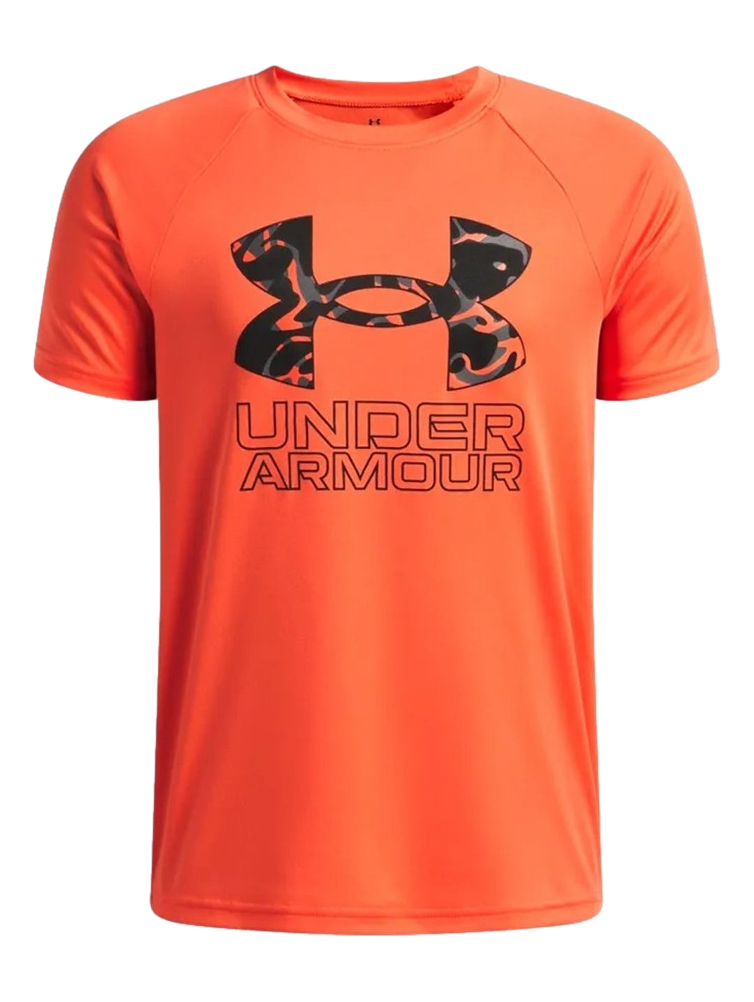 Playera deportiva Under Armour de color rojo con logotipo estampado en el pecho.