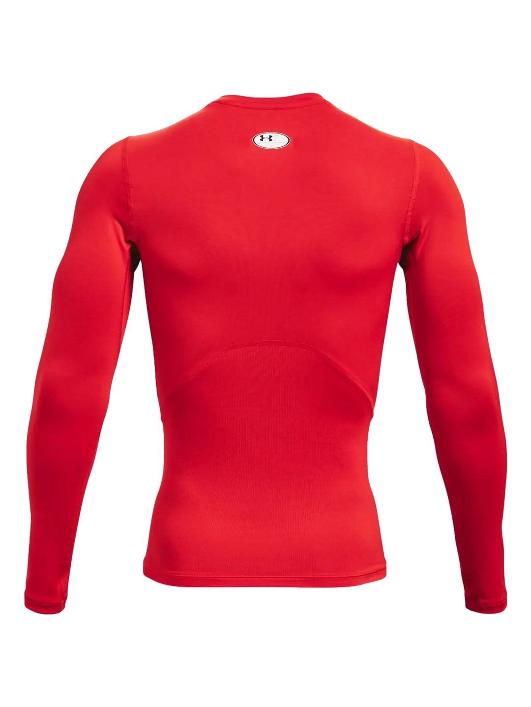 Hombre vistiendo una camiseta deportiva de compresión de manga larga color rojo de la marca Under Armour.