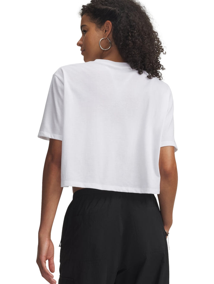 Playera Under Armour Crop Manga Corta Blanco para Mujer