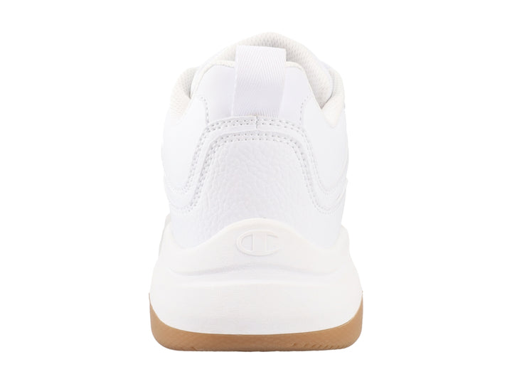 Tenis Champion blancos con suela color café y logotipo en el lateral.