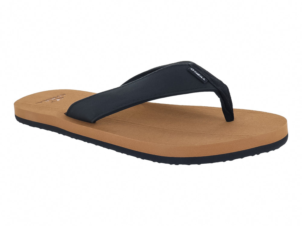Sandalias O'Neill de dedo con correa negra y suela color beige arena.