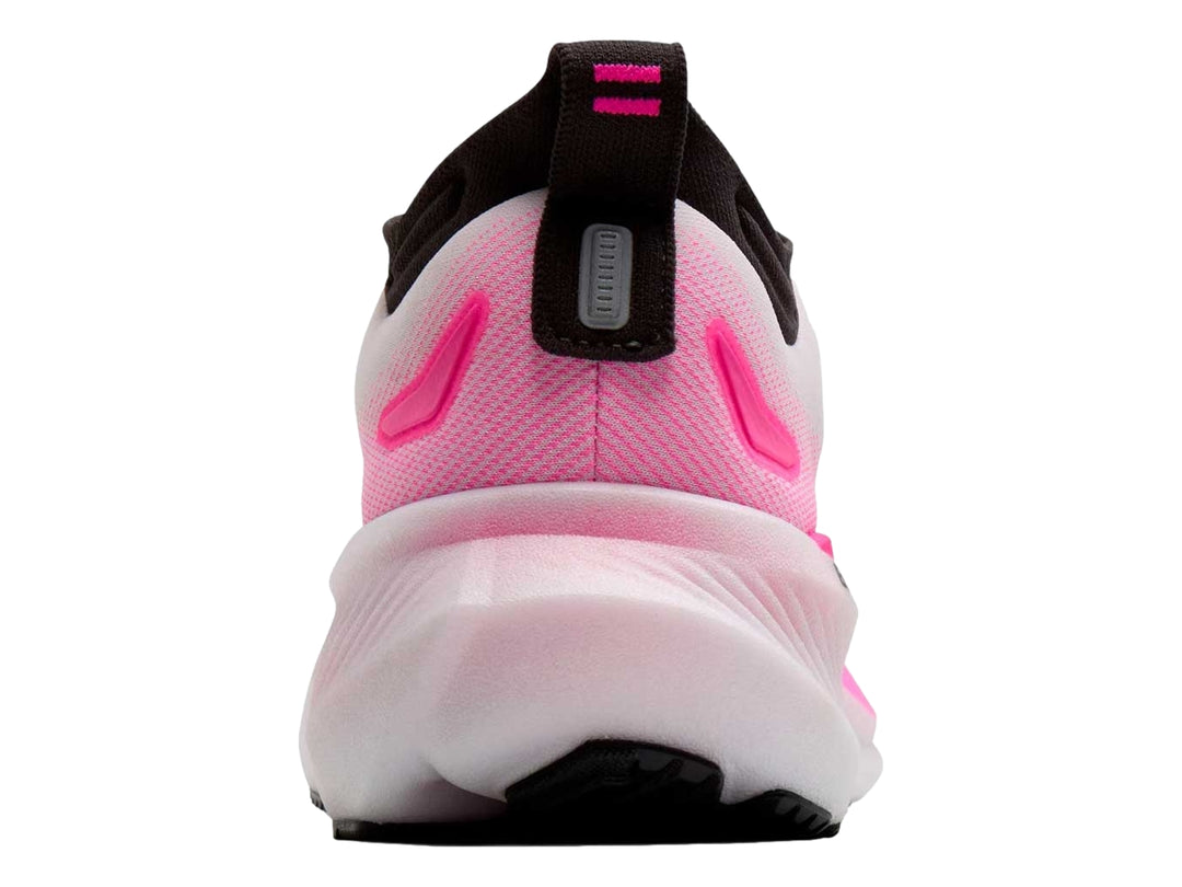 Tenis deportivos Brooks Glycerin 23 en color blanco con detalles en rosa y negro para correr.