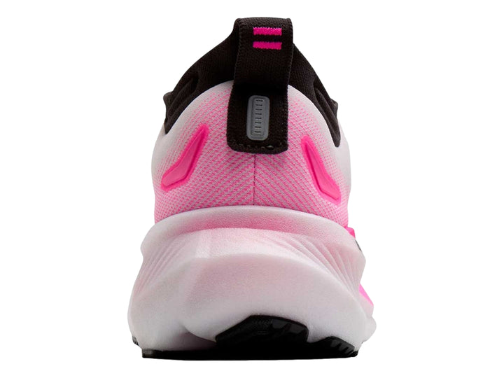 Tenis deportivos Brooks Glycerin 23 en color blanco con detalles en rosa y negro para correr.