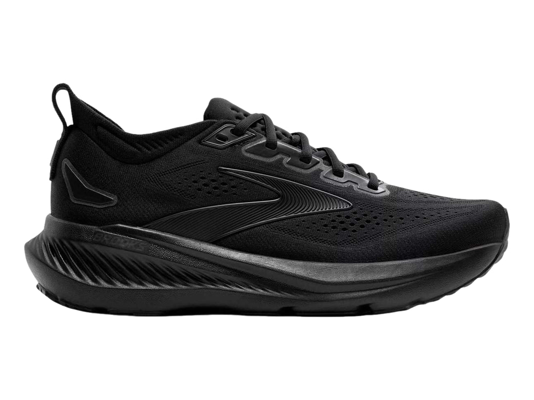 Tenis deportivos Brooks Glycerin 23 en color negro, vista lateral sobre fondo blanco.