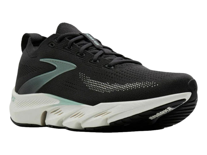 Tenis deportivos Brooks Glycerin Flex en color negro con suela blanca y detalles metálicos laterales.
