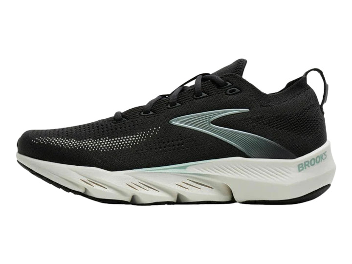 Tenis deportivos Brooks Glycerin Flex en color negro con suela blanca y detalles metálicos laterales.