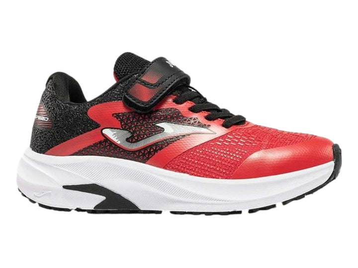 Tenis deportivos Joma color rojo y blanco con cierre de velcro y agujetas para niño.