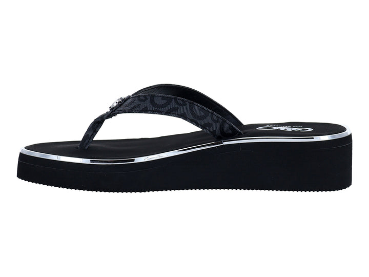 Sandalias de playa GBG color negro con plataforma y detalle lateral blanco.