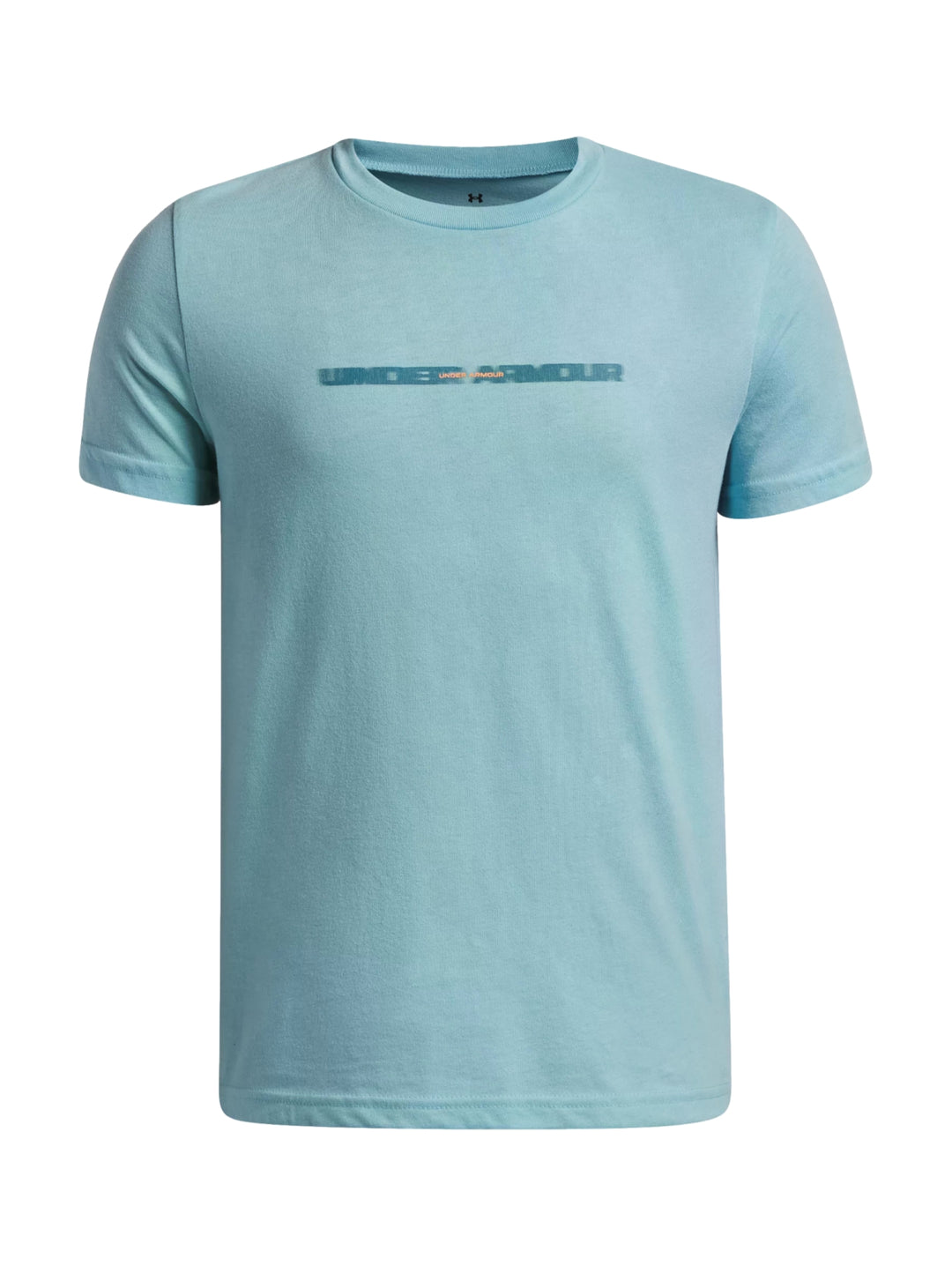 Playera deportiva Under Armour color azul claro para niño, manga corta y cuello redondo.