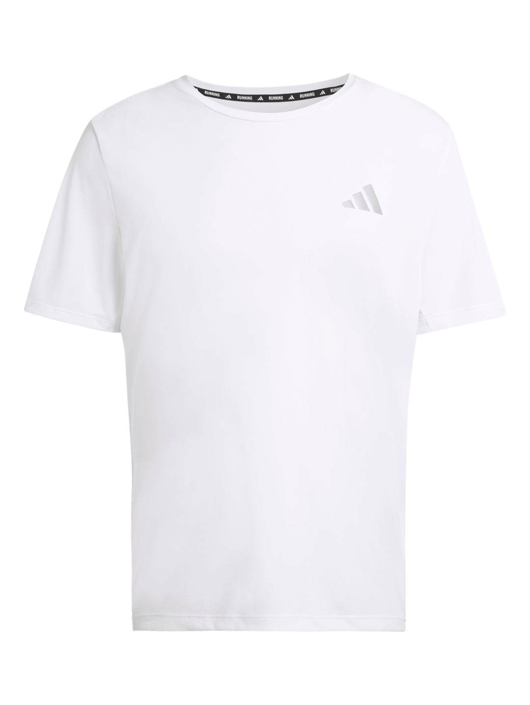 Hombre vistiendo playera deportiva blanca de manga corta marca Adidas.