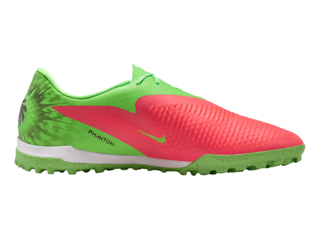 Tenis de fútbol Nike Phantom en colores verde neón y rosa brillante para hombre