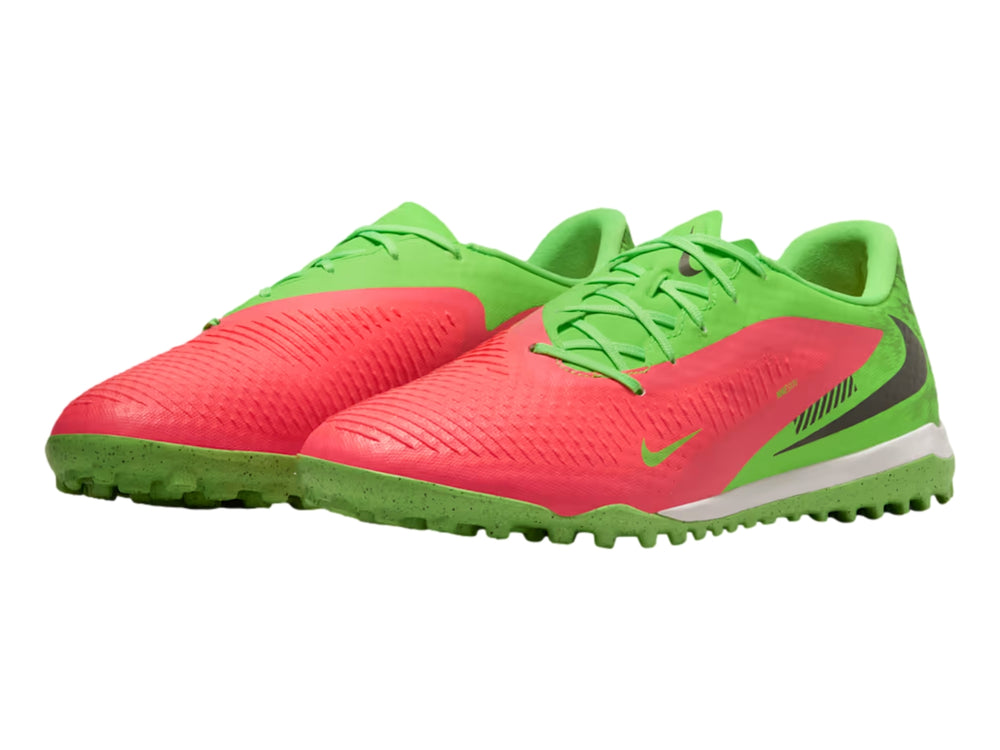 Tenis de fútbol Nike Phantom en colores verde neón y rosa brillante para hombre