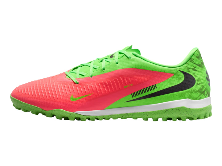 Tenis de fútbol Nike Phantom en colores verde neón y rosa brillante para hombre