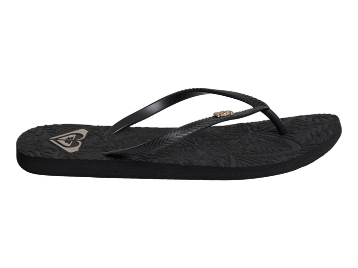 Sandalia Roxy Antilles II color negro para mujer con suela texturizada y diseño de dedo.