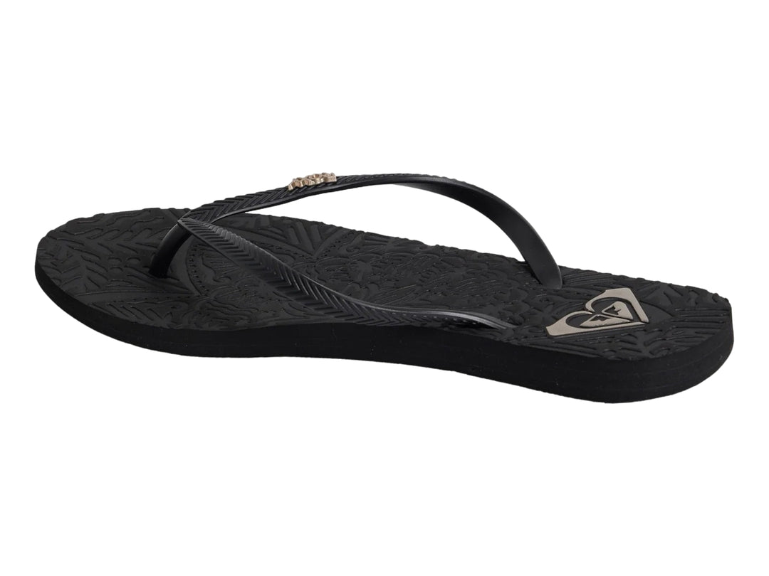 Sandalia Roxy Antilles II color negro para mujer con suela texturizada y diseño de dedo.