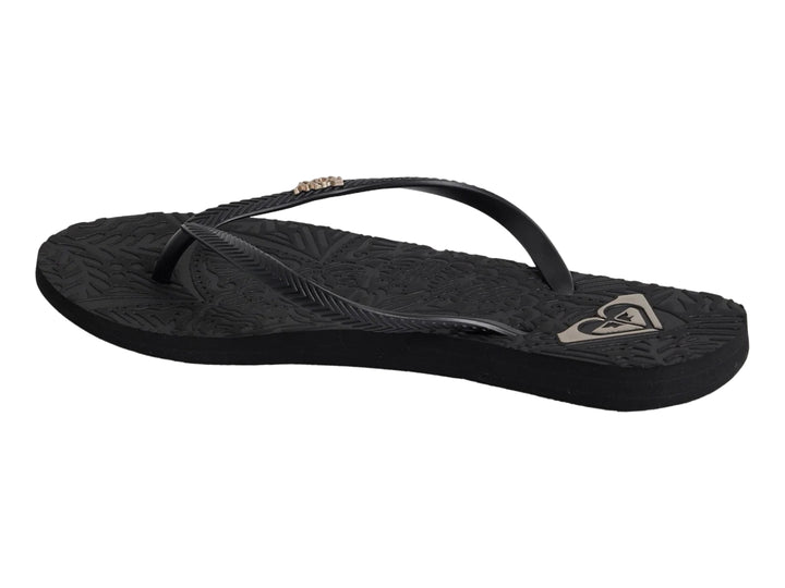Sandalia Roxy Antilles II color negro para mujer con suela texturizada y diseño de dedo.