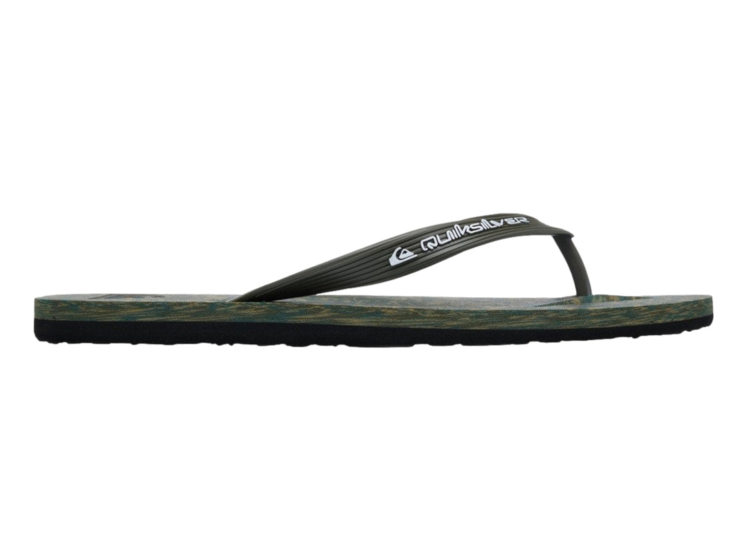 Sandalias Quiksilver Molokai color verde Grape Leaf con suela negra.