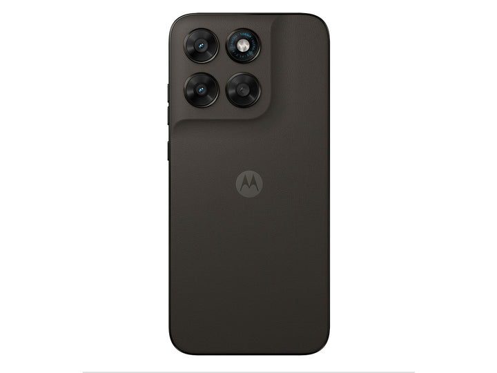 Teléfono Motorola Moto G77 en color café, vista frontal y posterior sobre fondo blanco.